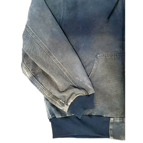 VTG Carhartt Duck Thermal Coat Lined Hood Zip Jacket Distressed LOGO J131 USA - Picture 8 of 16